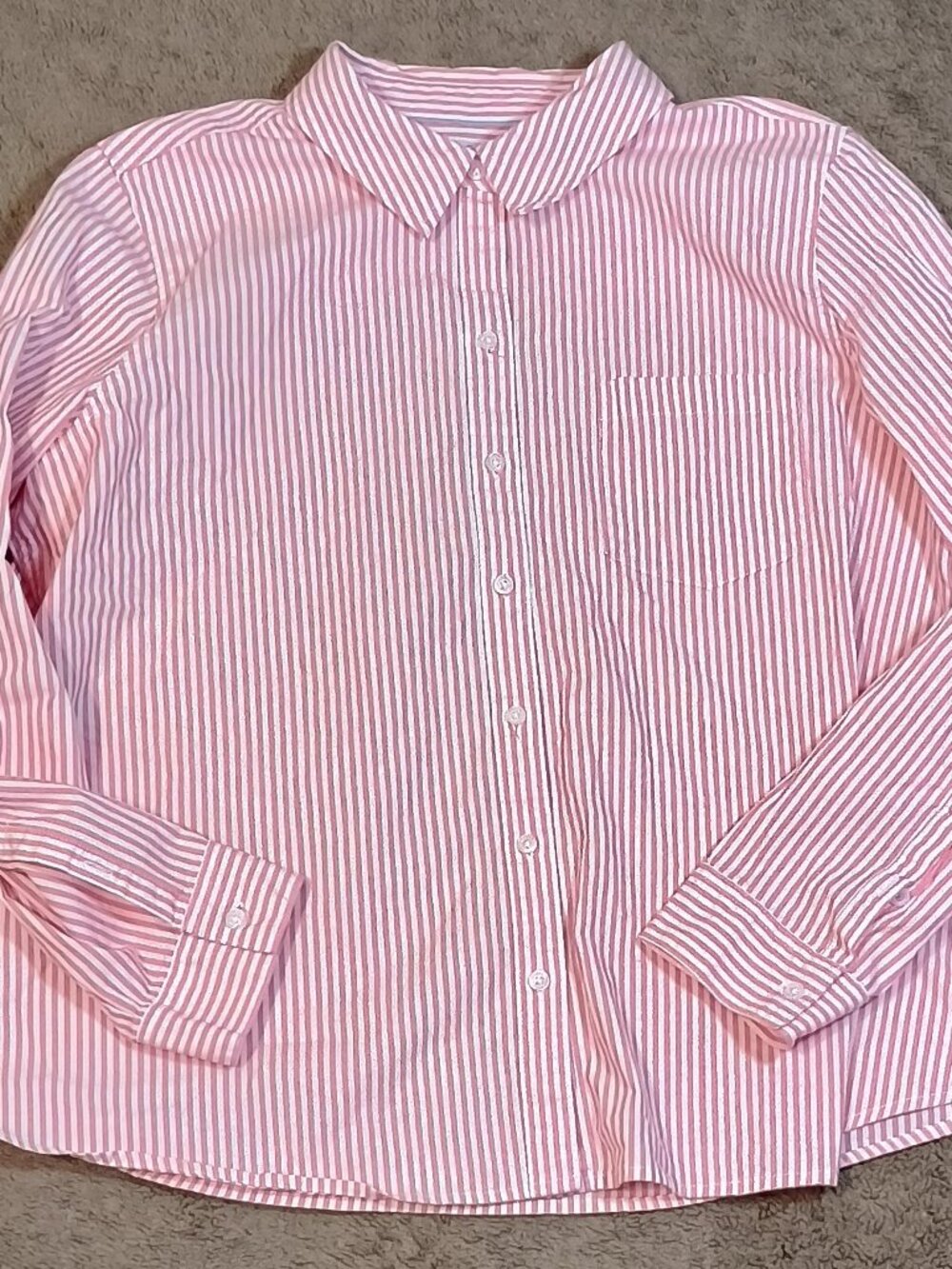 Croft & Barrow/Button Down/Womens PXL/Pink White Stripe/Preppy Office Cottagecor